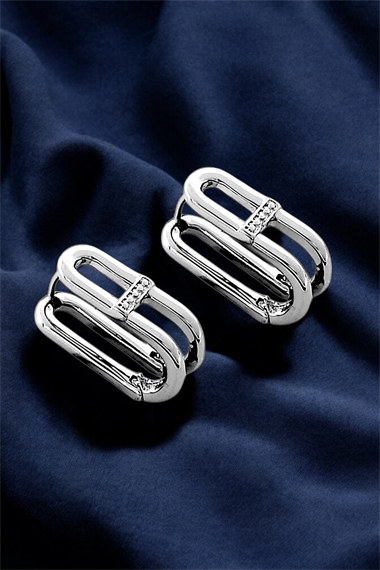 Premium Üç Boyut Zincir Klips Küpe