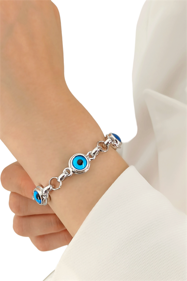 Premium Üç Sıra Kalın Nazar Boncuklu Bileklik