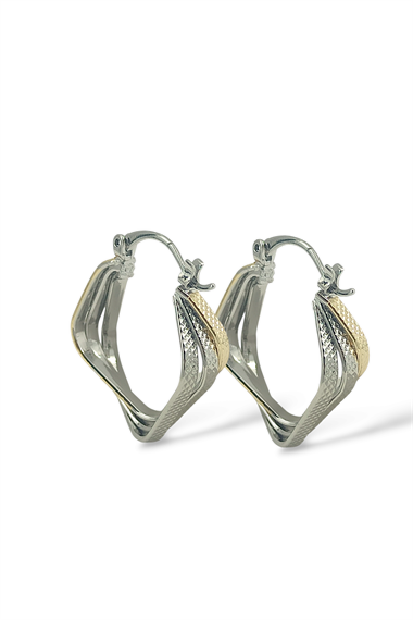 Premium Üç Sıra Lazer Kesim Kare Küpe 35647