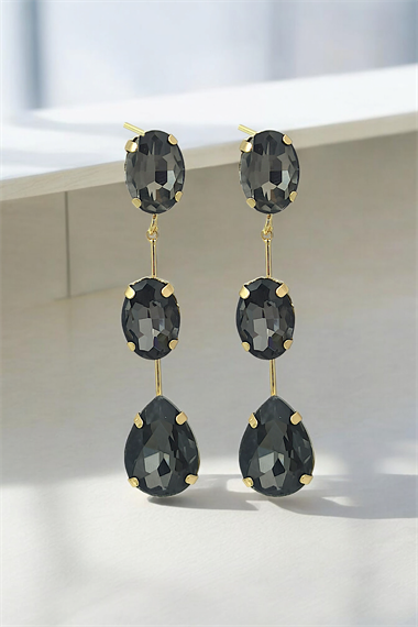 Premium Üç Sıra Zirkon Taş Küpe