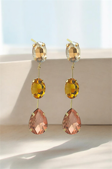 Premium Üç Sıra Zirkon Taş Küpe