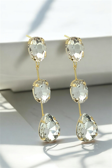 Premium Üç Sıra Zirkon Taş Küpe