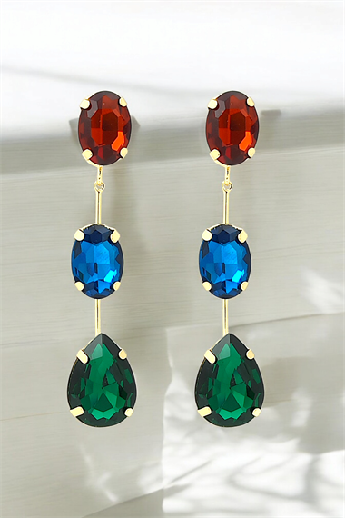 Premium Üç Sıra Zirkon Taş Küpe