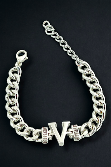 Premium V Harf Bileklik Zirkon Taş