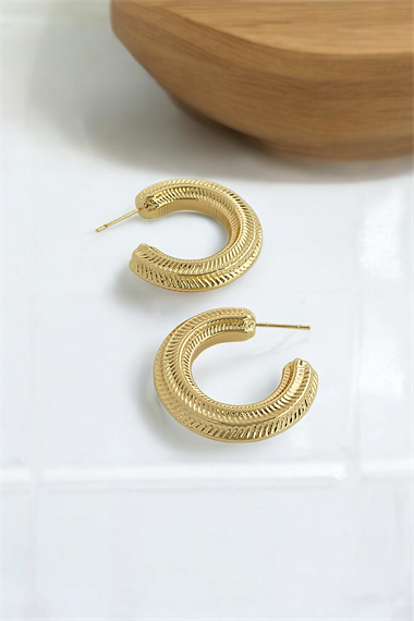 Premium Xuping Renk Atmaz Lazer Kesim Bombeli Halka Küpe