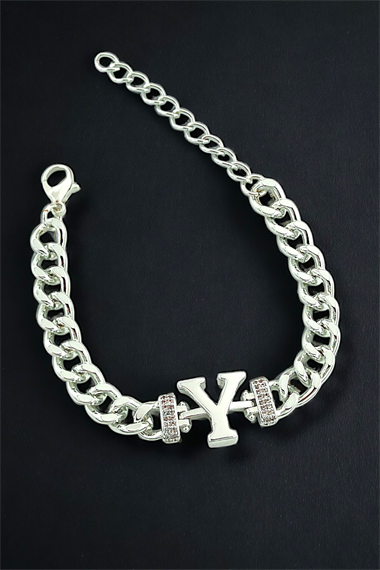 Premium Y Harf Bileklik Zirkon Taş