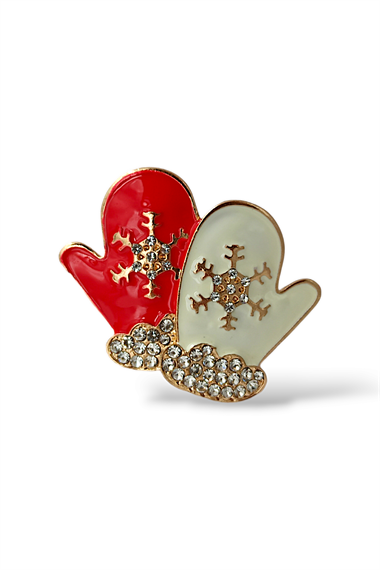 Premium Yılbaşı Broş Kar Tane Detay Eldiven Broş