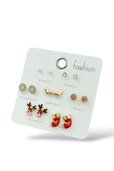 Premium Yılbaşı Küpe Set Yılbaşı Temalı Haftalık Küpe Seti