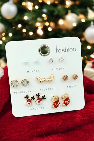 Premium Yılbaşı Küpe Set Yılbaşı Temalı Haftalık Küpe Seti