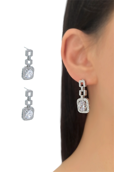 Premium Zirkon Taş Baget Küpe