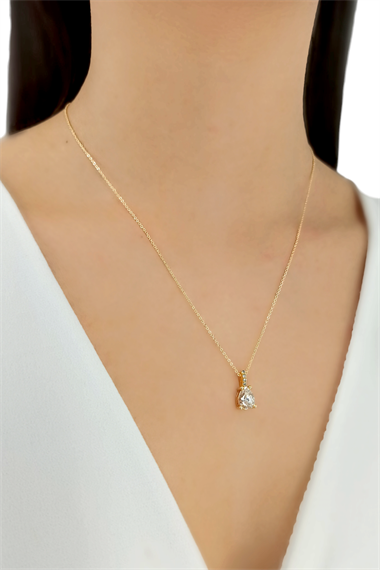 Premium Zirkon Taş Damla Kolye