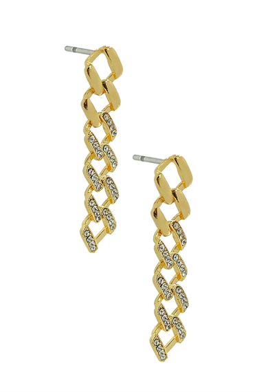 Premium Zirkon Taş Geçmeli Zincir Küpe