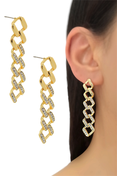 Premium Zirkon Taş Geçmeli Zincir Küpe