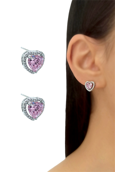 Premium Zirkon Taş Kalp Küpe