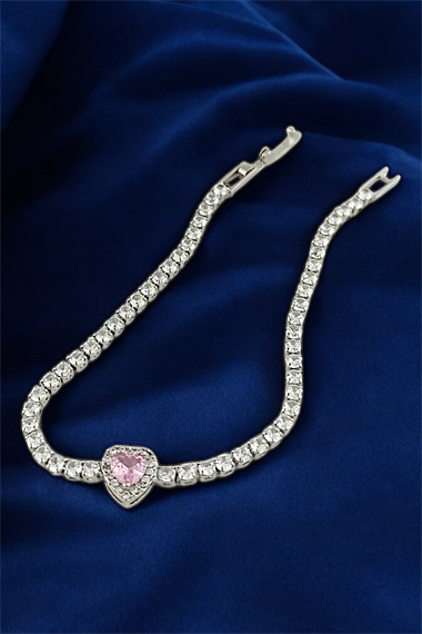 Premium Zirkon Taş Kalp Su Yolu Bileklik