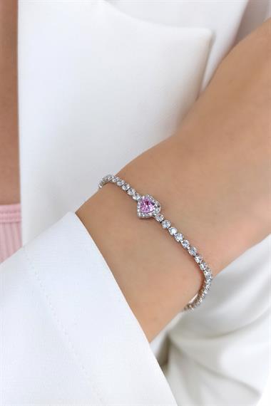 Premium Zirkon Taş Kalp Su Yolu Bileklik