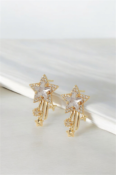 Premium Zirkon Taş Yıldız Küpe