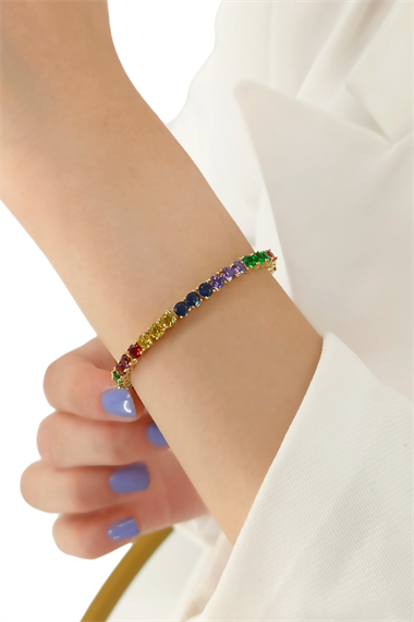 Renkli Yuvarlak Taş Bileklik TrBileklik70386