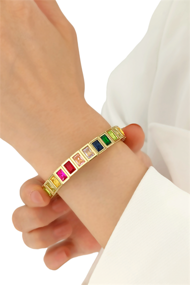 Sıra Taşlı Gold Misina Bileklik