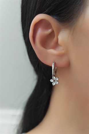 Taşlı Çiçek Halka Küpe TrKüpe3936 B33503