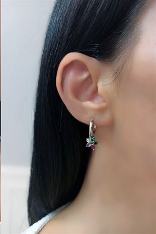 Taşlı Çiçek Halka Küpe TrKüpe3936 B33503