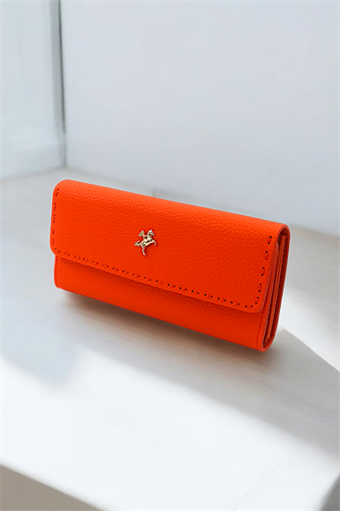 Turuncu Cüzdan Model Deri Bayan Cüzdan