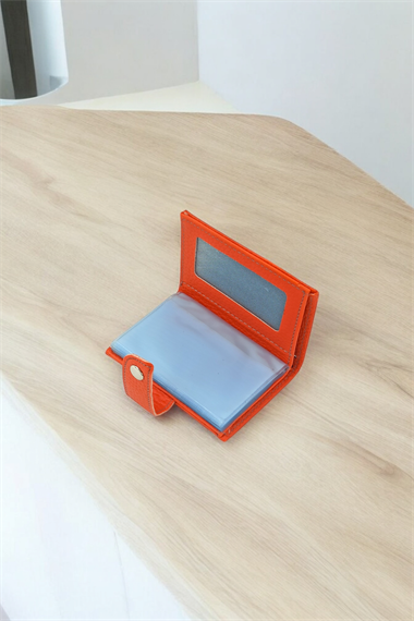 Turuncu Kredi Kartlık 10 Kart Bölmeli Çıtçıtlı Kartlık (10x7cm)
