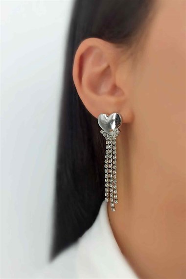 Üç Sıra Kalp Su Yolu Küpe TrKüpe34757