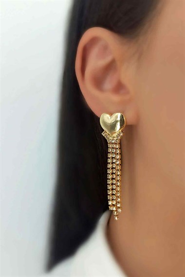 Üç Sıra Kalp Su Yolu Küpe TrKüpe34757