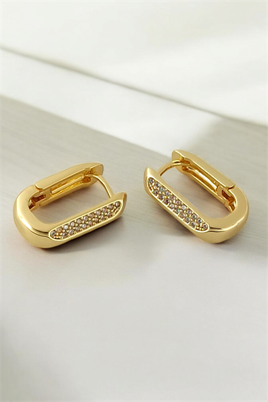 Xuping Renk Atmaz Taşlı Kare Kesim Küpe