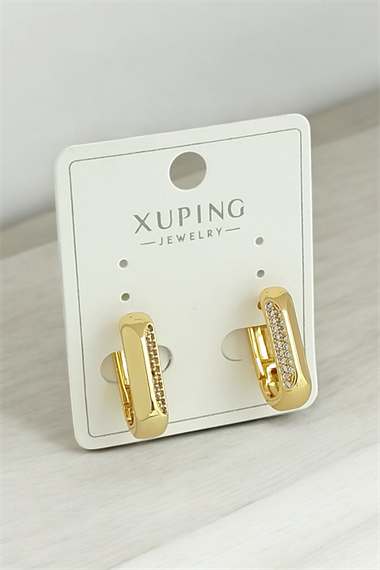 Xuping Renk Atmaz Taşlı Kare Kesim Küpe