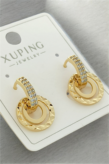 Xuping Renk Atmaz Taşlı Lazer Kesim Biyeli Küpe