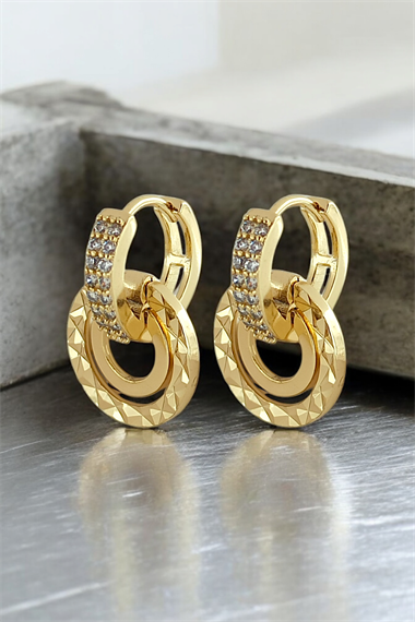 Xuping Renk Atmaz Taşlı Lazer Kesim Biyeli Küpe