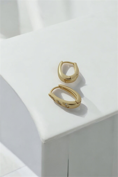 Xuping Renk Atmaz Taşlı Oval Küpe