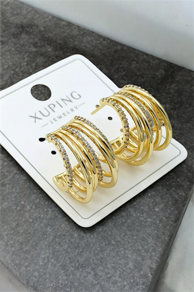 Xuping Renk Atmaz Taşlı Sıralı Küpe