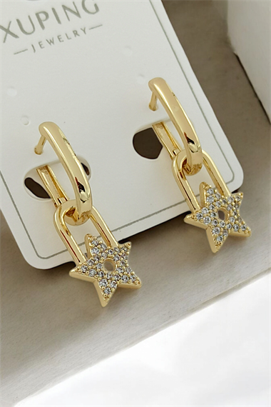 Xuping Renk Atmaz Taşlı Yıldız Küpe