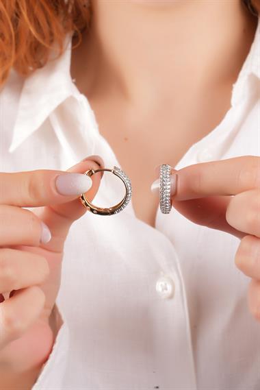 Xuping Renk Atmaz Zirkon Taşlı Halka Küpe 35631