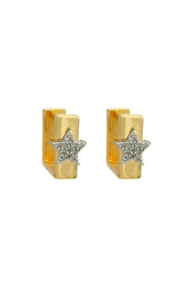Yıldızlı Kare Halka Küpe TrKüpe34984