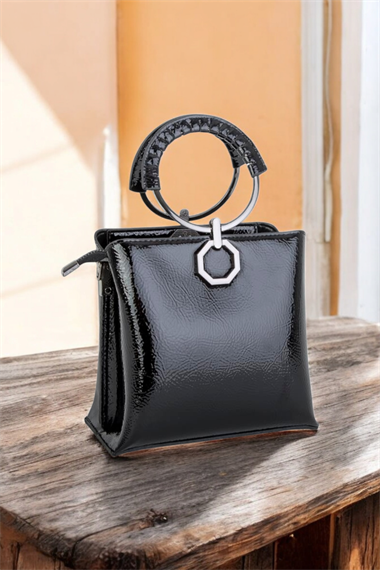 Zincir Detaylı Elden Tutma & Çapraz Çanta (20x19cm) 