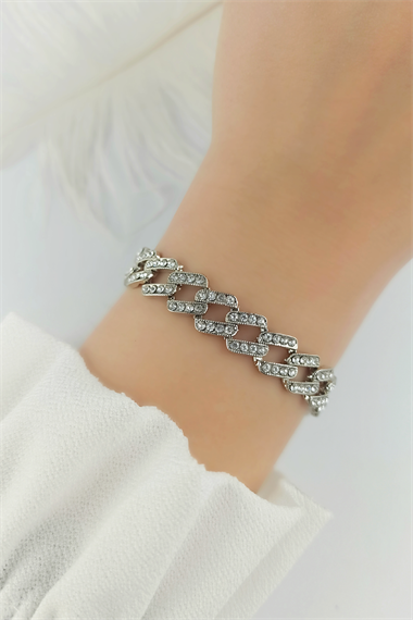 Zirkon Taş Geçmeli Zincir Bileklik TrBilek70196