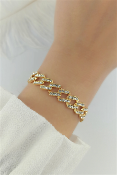 Zirkon Taş Geçmeli Zincir Bileklik TrBilek70196