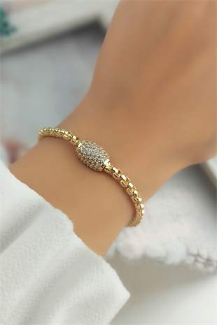 Zirkon Taşlı Tüp Zincir Bileklik TrBilek7783 B33503