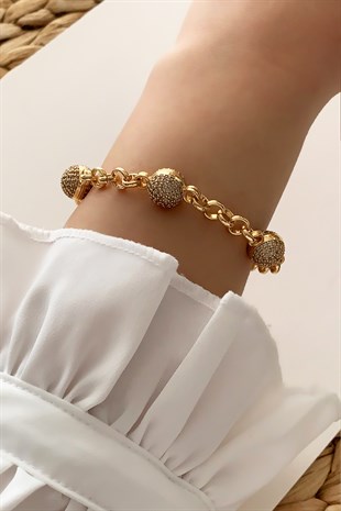 Zirkon Taşlı Üç Top Bileklik TrBilek7756 B34503