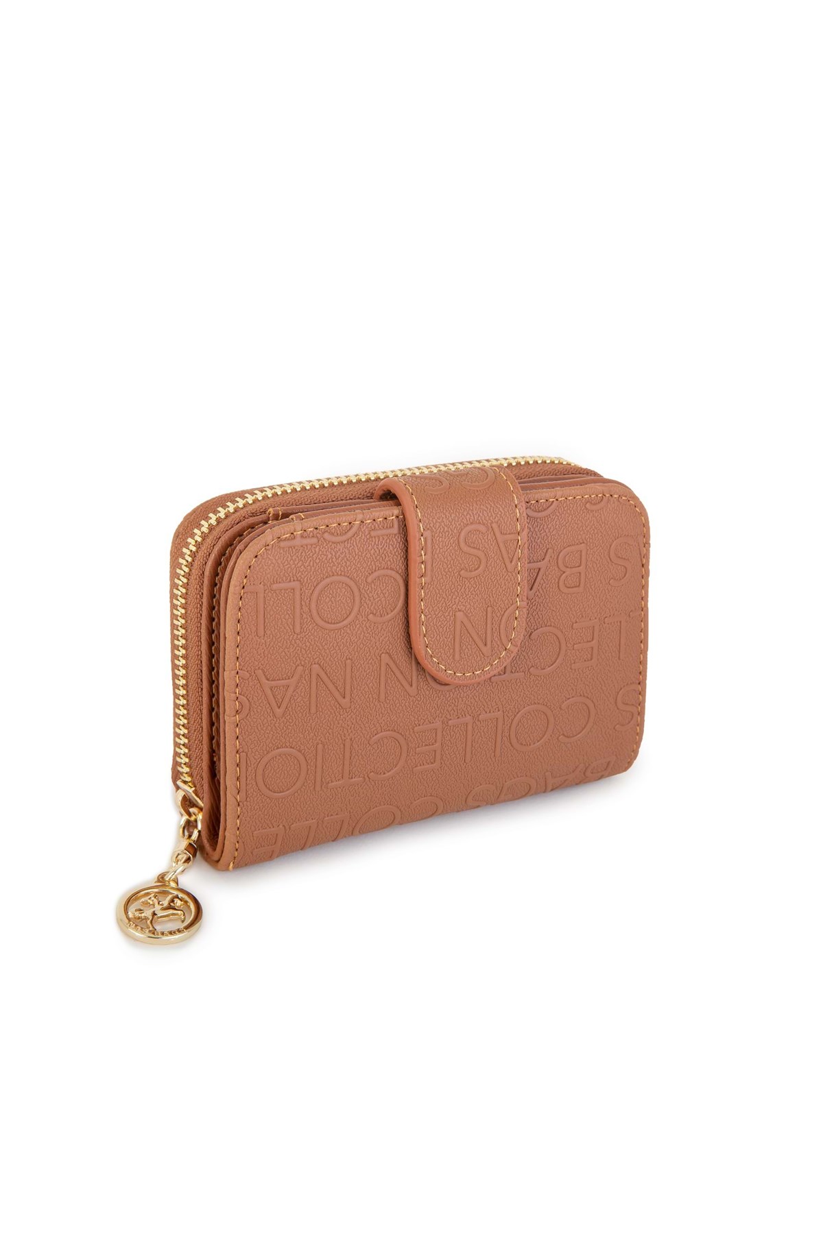 2+2 Kart Bölmeli Küçük Gofraj Baskılı Fermuarlı TRCÜZDAN001-8 Taba