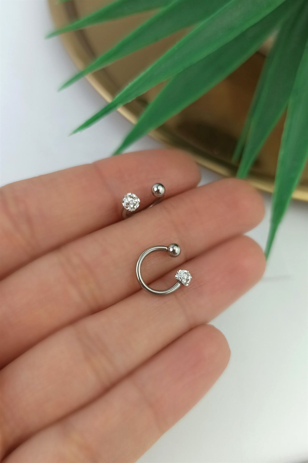 316 Cerrahi Çelik Küçük Top Taşlı Septum Piercing TrPiercing0139