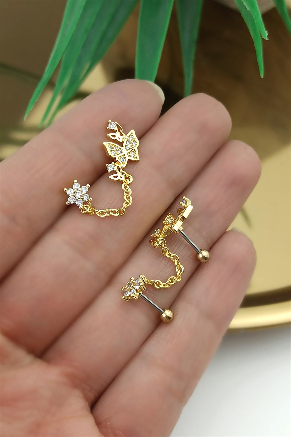 316 Cerrahi Çelik Zincir Kelebek Piercing TrPiercing0120