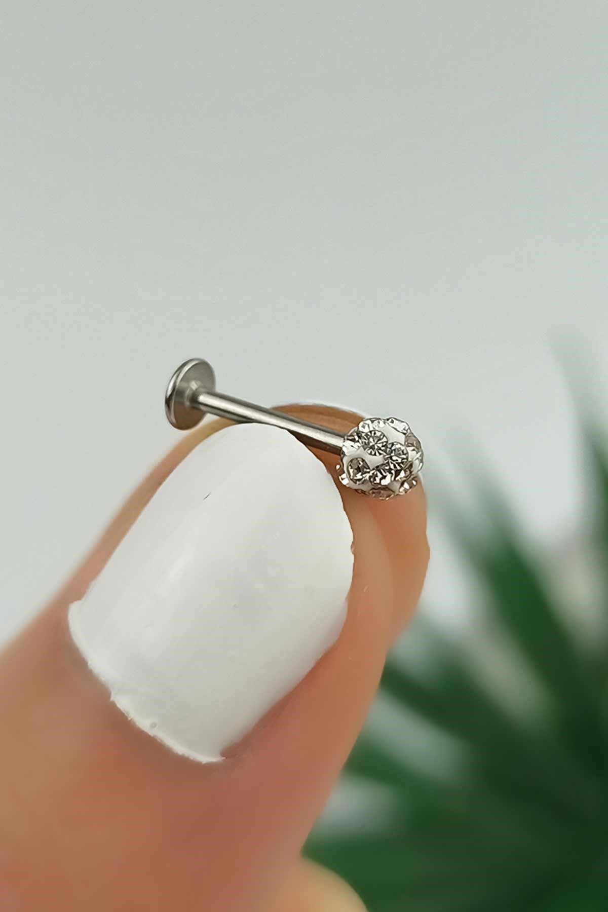 316 L Cerrahi Çelik Büyük Tek Toplu Taşlı Piercing TrPiercing084 PierX200X