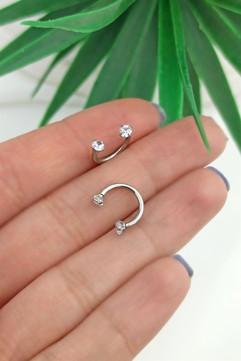 316 L Cerrahi Çelik İki Tarafı Taşlı Piercing TrPiercing096 PierX200X