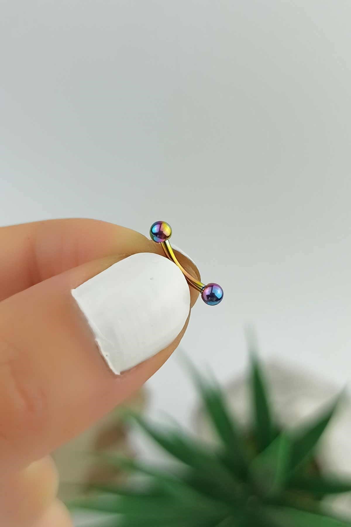 316 L Cerrahi Çelik Küçük İki Tarafı Toplu Titanium Elips Piercing TrPiercing0100 PierX150X