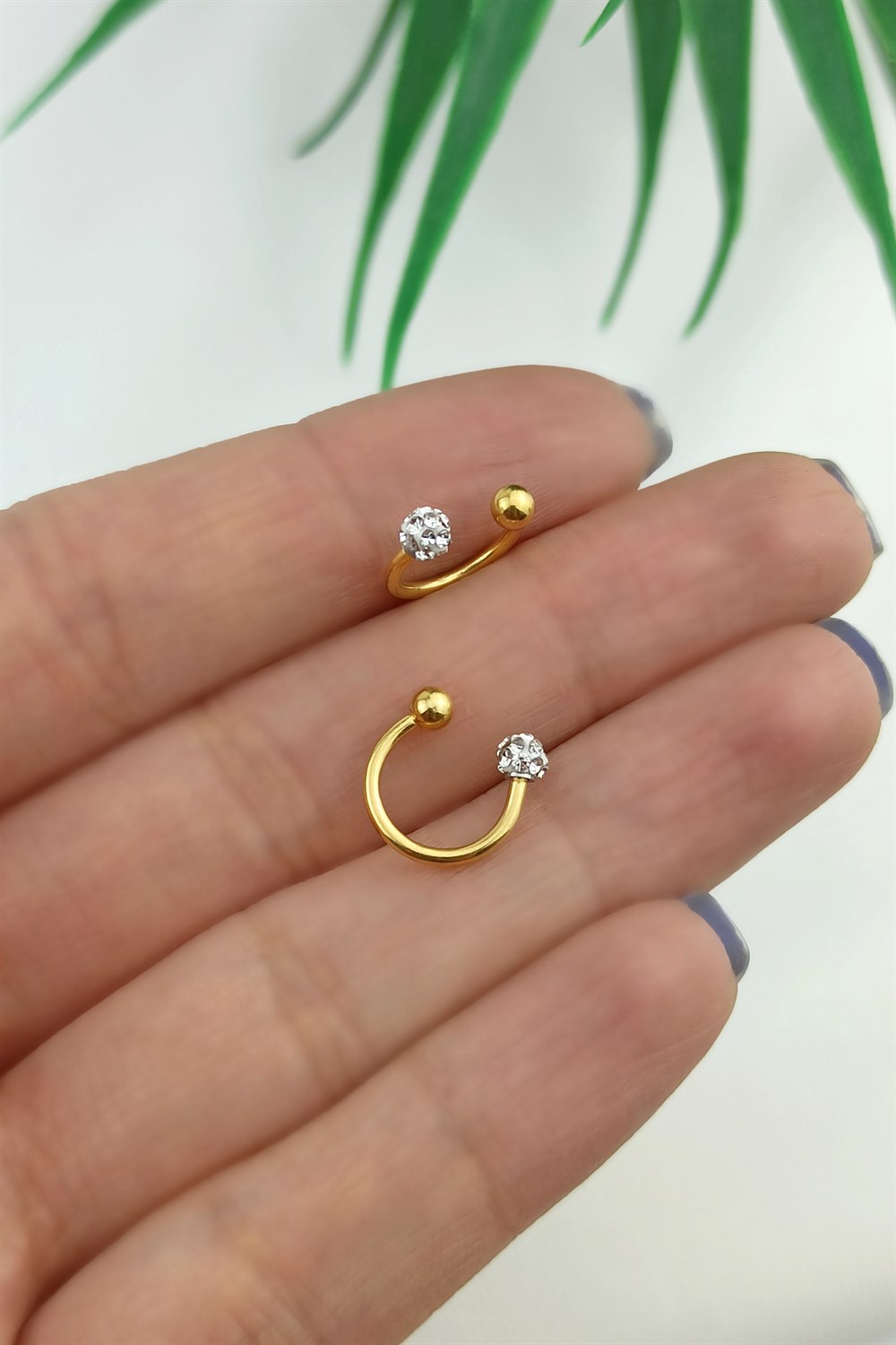316 L Cerrahi Çelik Küçük Taşlı Septum Piercing TrPiercing094 PierX200X